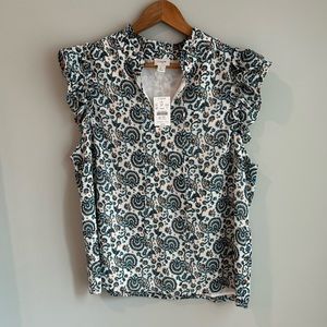 Ruffle sleeve patterned top